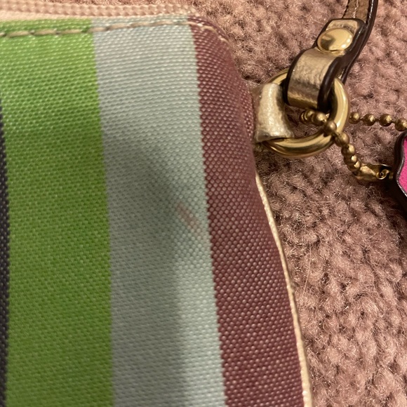 Coach wristlet coin purse rainbow with Coach dangle and gold strap - Picture 7 of 10